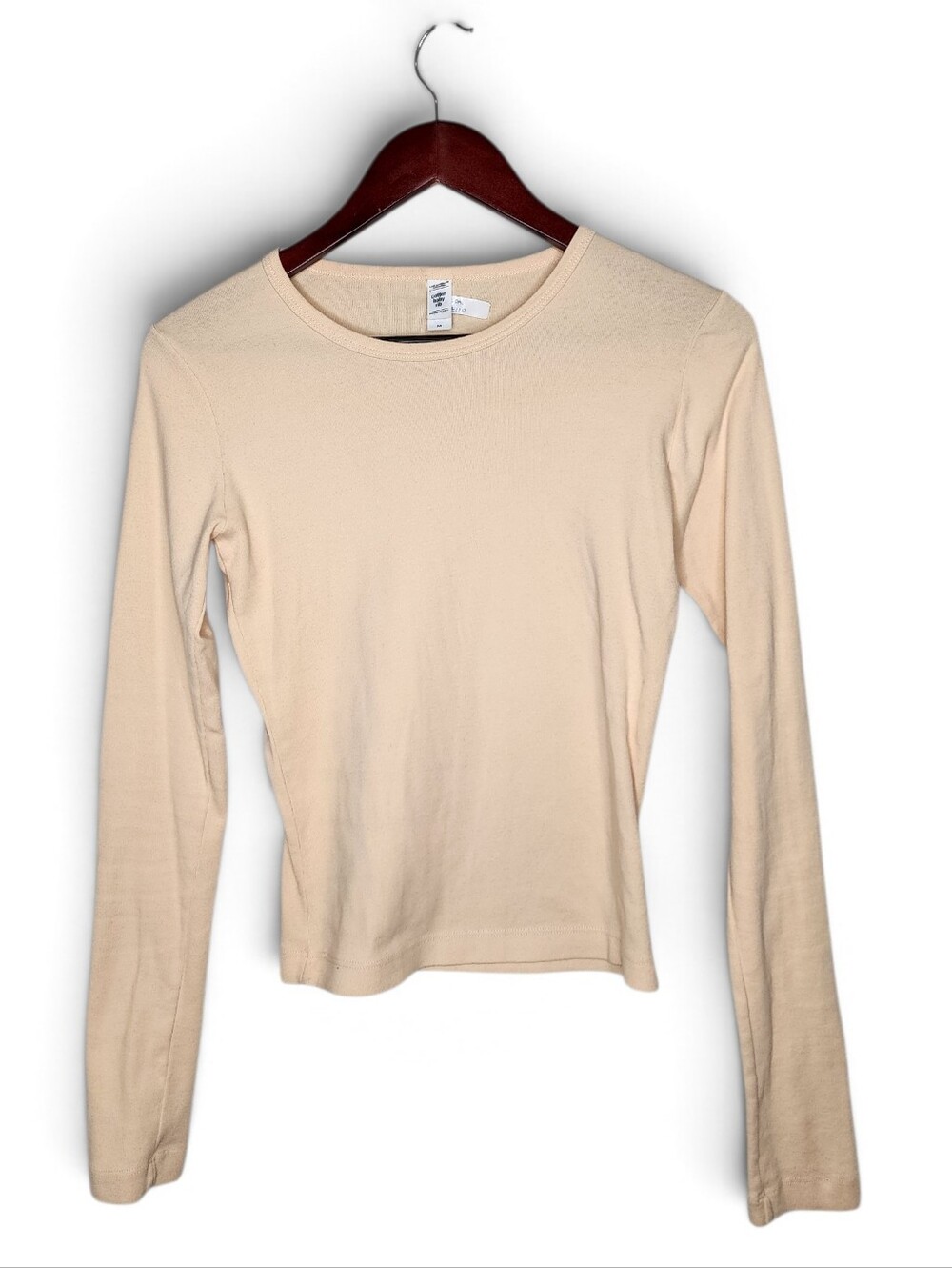 Los Angeles Apparel Cotton Baby Rib Long Sleeve Top in Yellow Size M